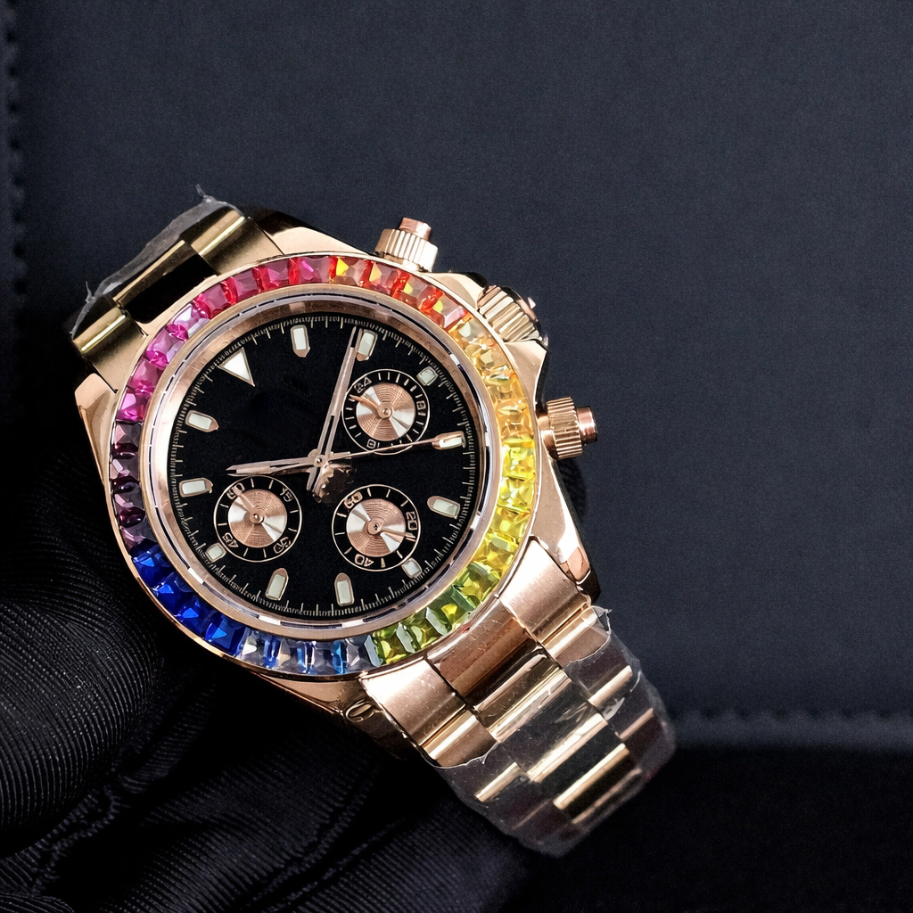 Rose Gold Rainbow Chronograph