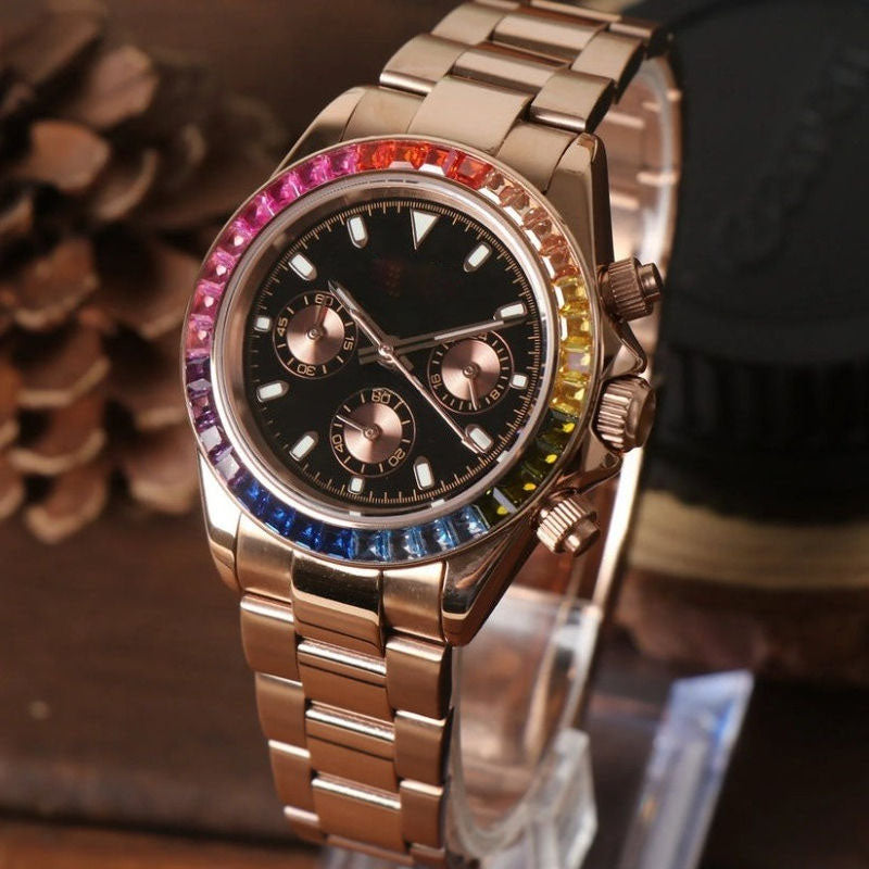 Rose Gold Rainbow Chronograph