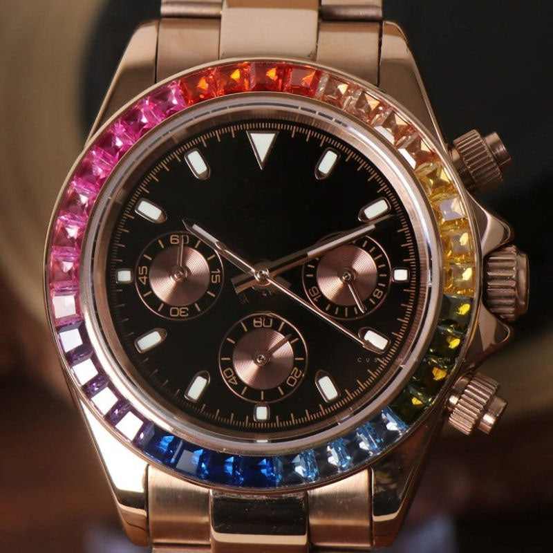 Rose Gold Rainbow Chronograph