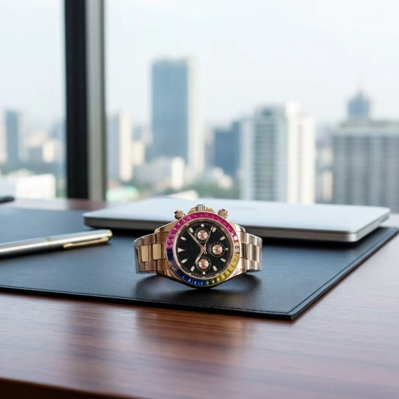 Rose Gold Rainbow Chronograph